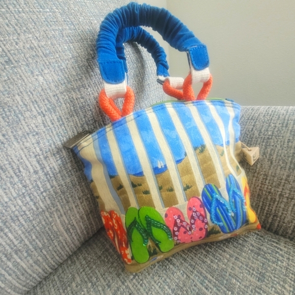 Paul Brent Colorful Beach Small Tote with Flip-Flop Design - Picture 1 of 3